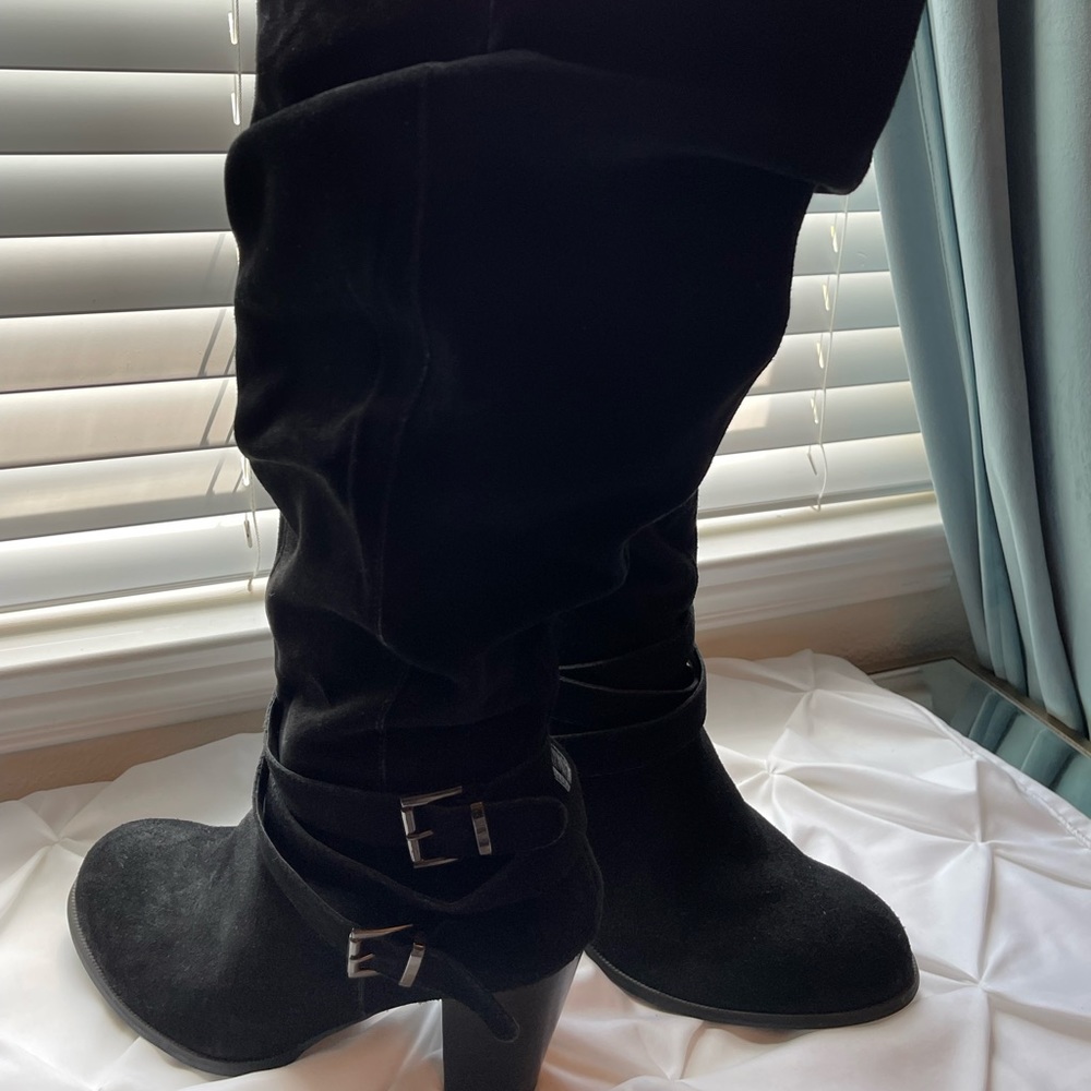 Extra wide calf - Black Suede knee high boots